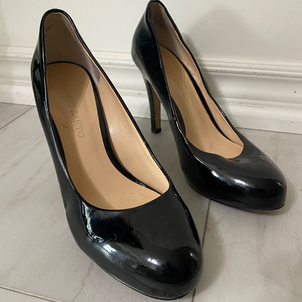 Franco Sarto Patent Black Heels